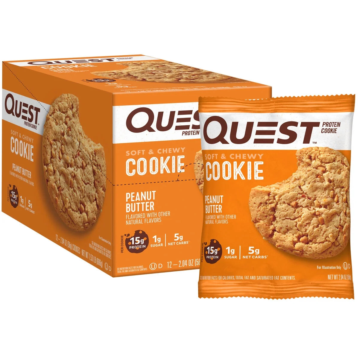 Quest Protein Cookie, Peanut Butter, 15G Protein, 12 Ct