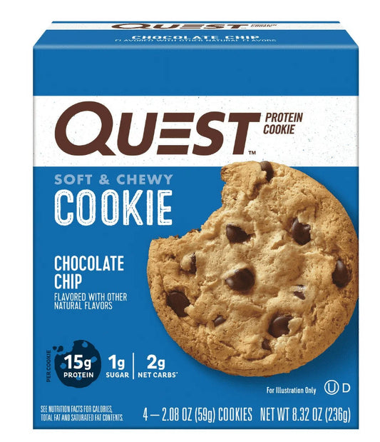 Quest Protein Cookie, High Protein, Chocolate Chip, 4 Count (Pack of 2)