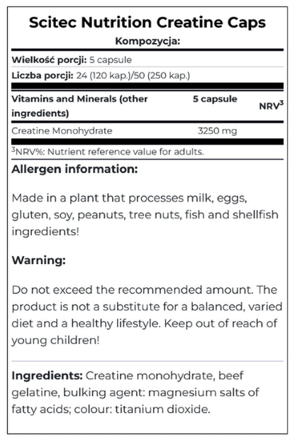 Scitec Creatine 250 Capsules Creatine Monohydrate