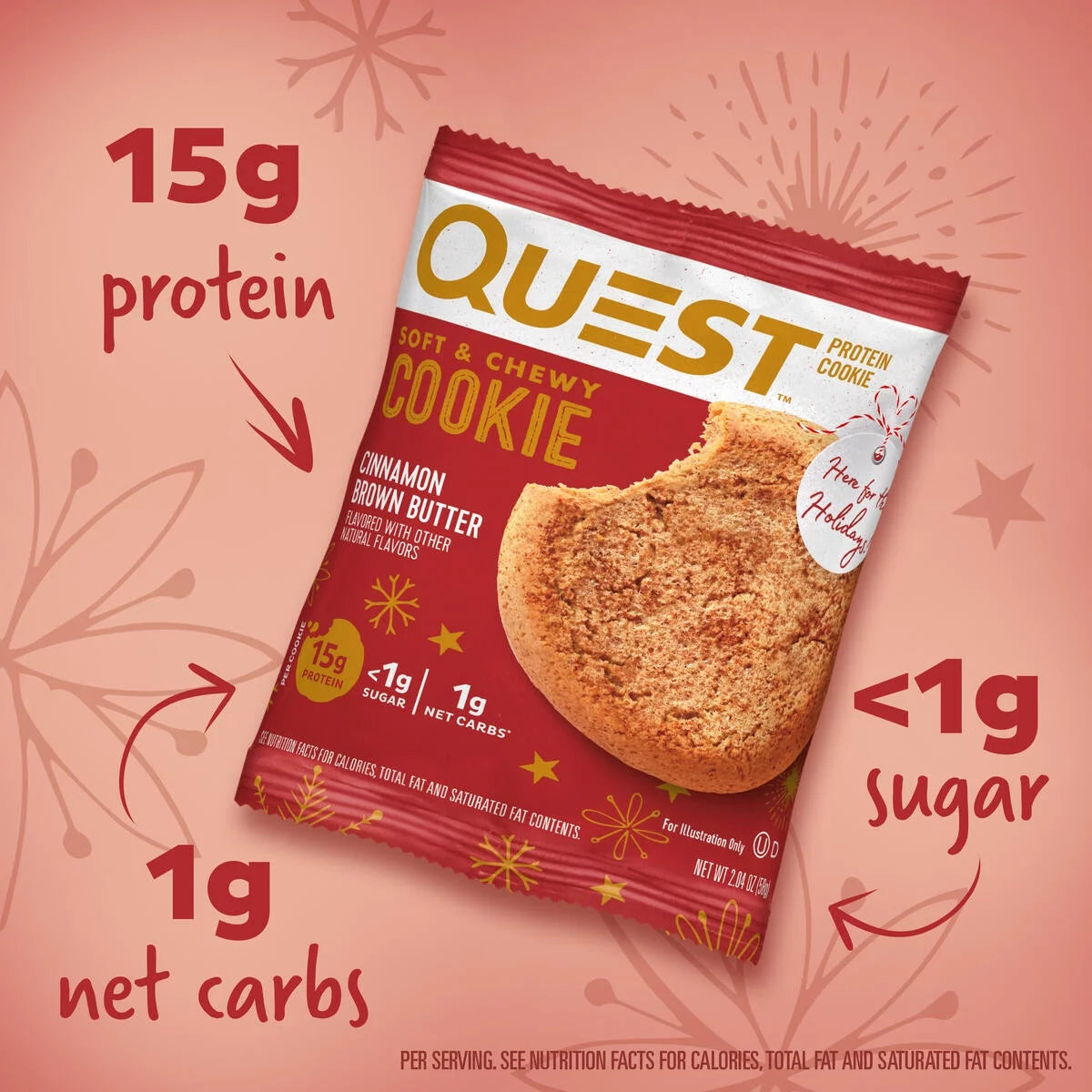 Quest Protein Cookie, Limited Edition Cinnamon Brown Butter Flavor, 15G Protein, 12 Count