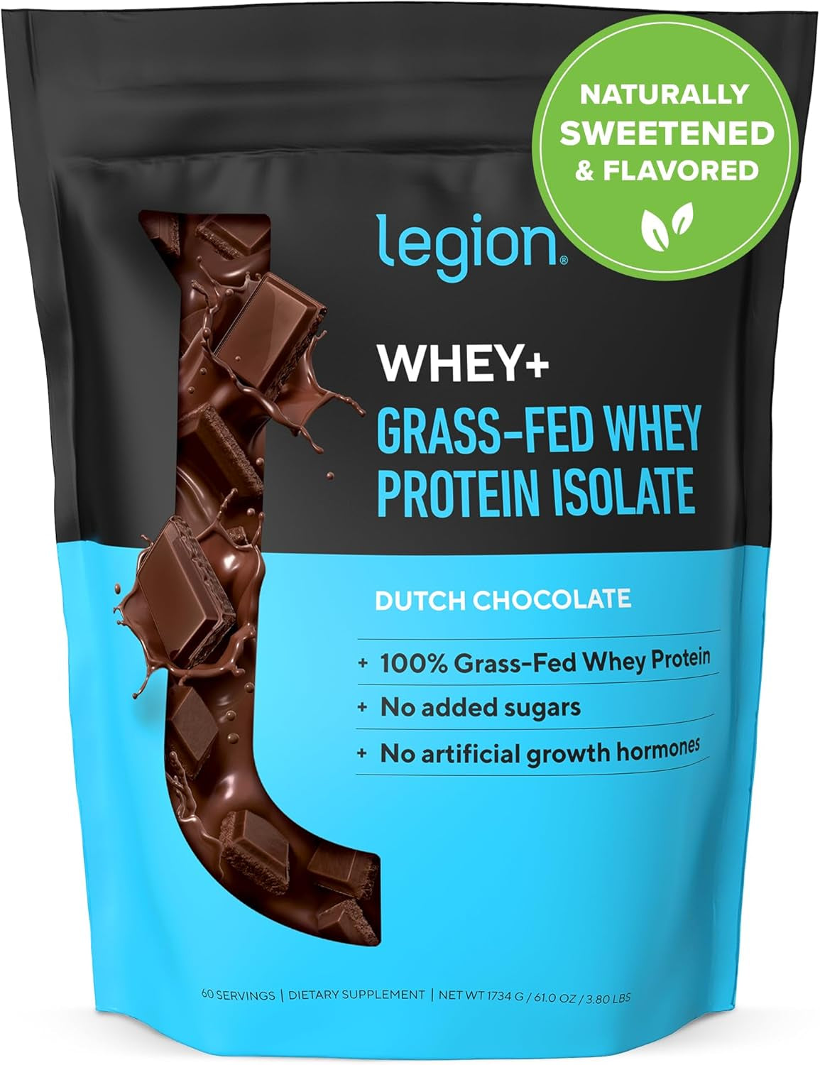 Whey Protein Powder Chocolate - Whey+ Isolate Protein Powder - Protein Isolate from Grass Fed Cows - Non-Gmo, Lactose-Free, Sugar-Free Protein Powder Dietary Supplement (60 Servings)