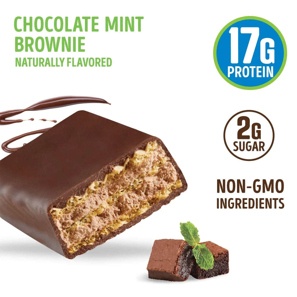 ’S® Dip’D™ Wafer Bar, Chocolate Mint Brownie, 17G Dairy & Plant Protein, 12 Count