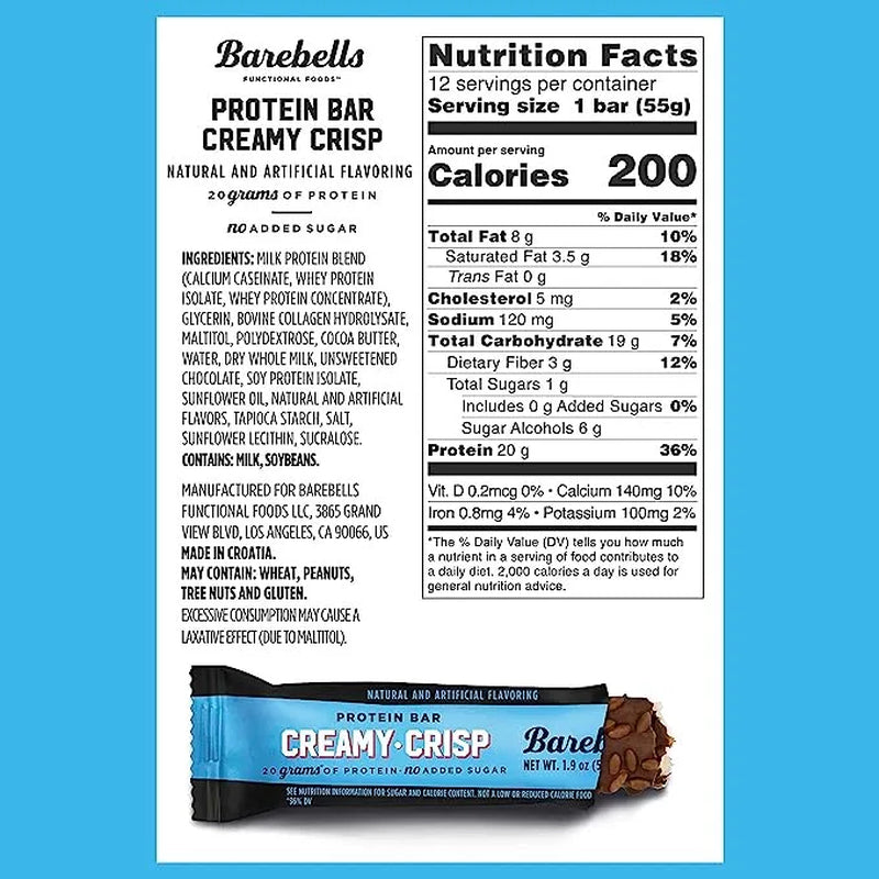 Protein Bars with 20G High Protein, 1.9Oz Bars, Creamy Crisp - 12 Count